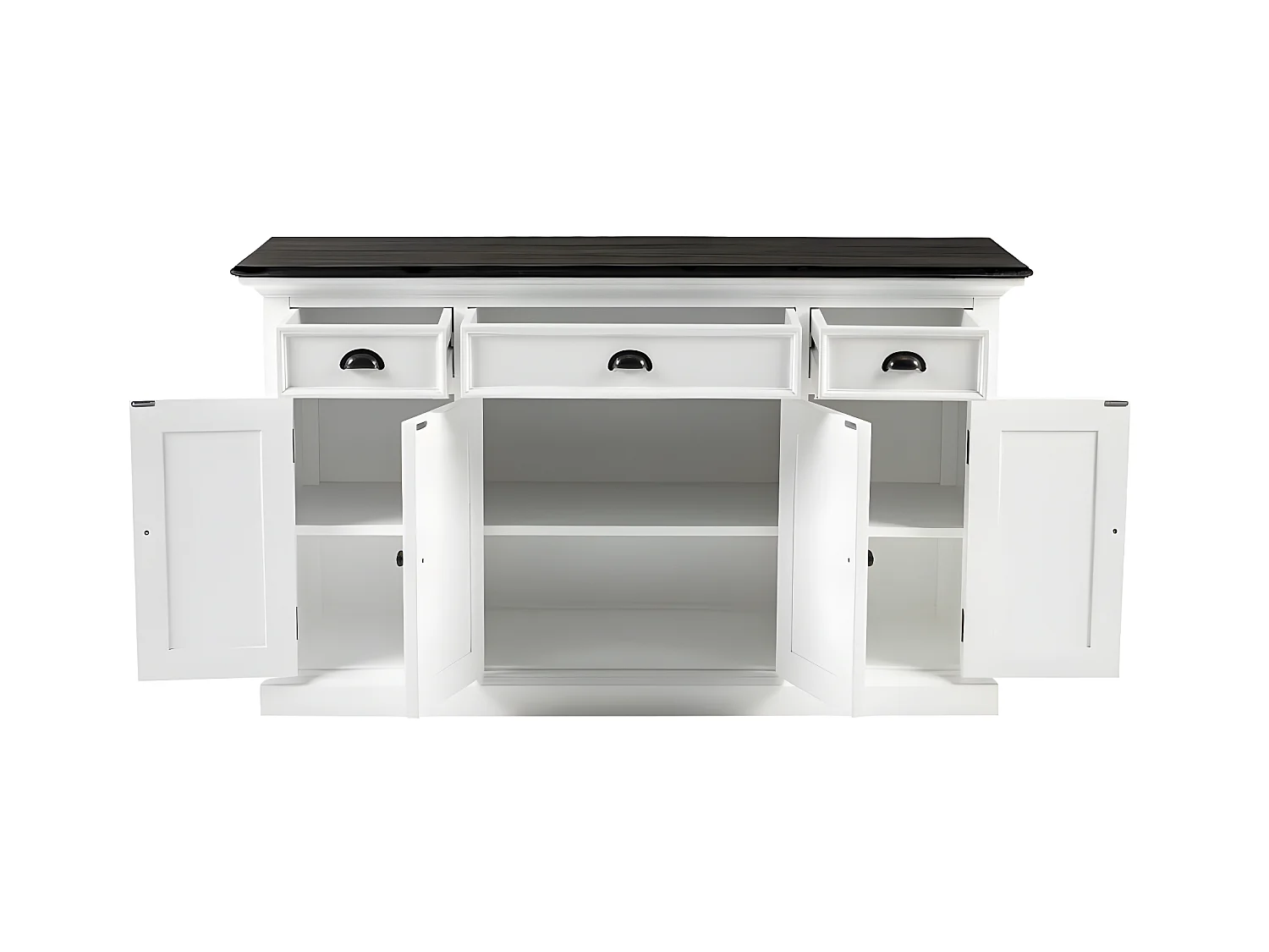 HalifaxContrast Sideboard 4 Türen, 2 kleine og 1 groß Schublade weiß, schwarz.