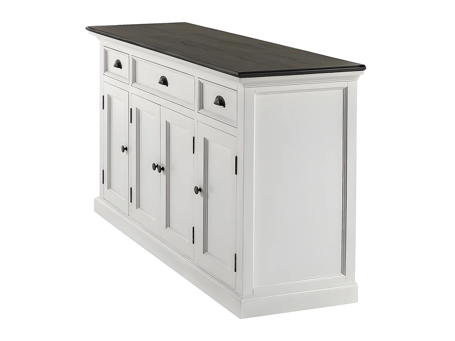 HalifaxContrast Sideboard 4 Türen, 2 kleine og 1 groß Schublade weiß, schwarz.