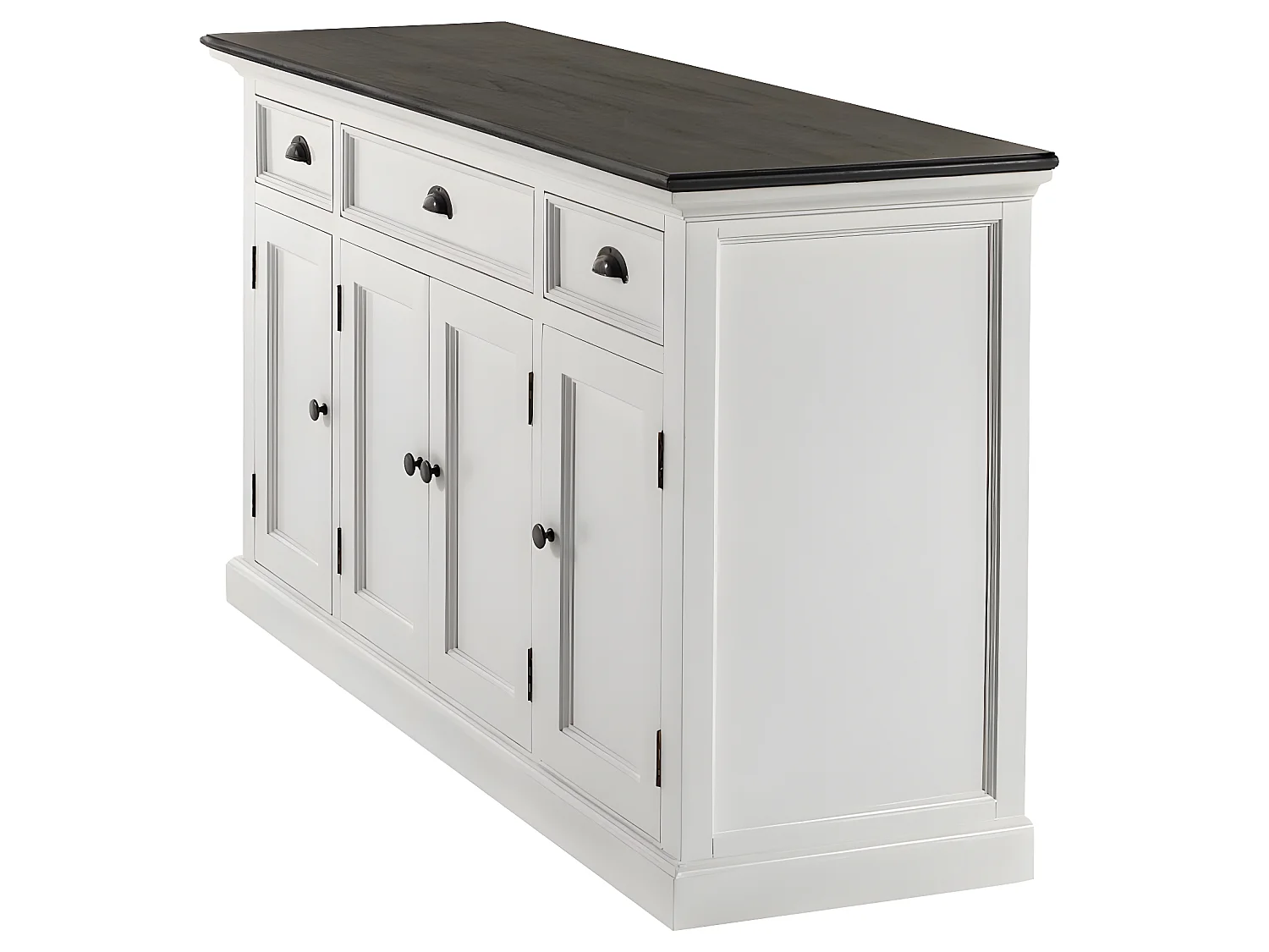 HalifaxContrast buffet 4 portes, 2 petit og 1 grand tiroir blanc, noir.