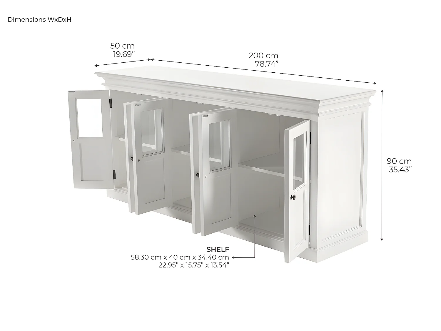 Halifax buffet 6 portes blanc.