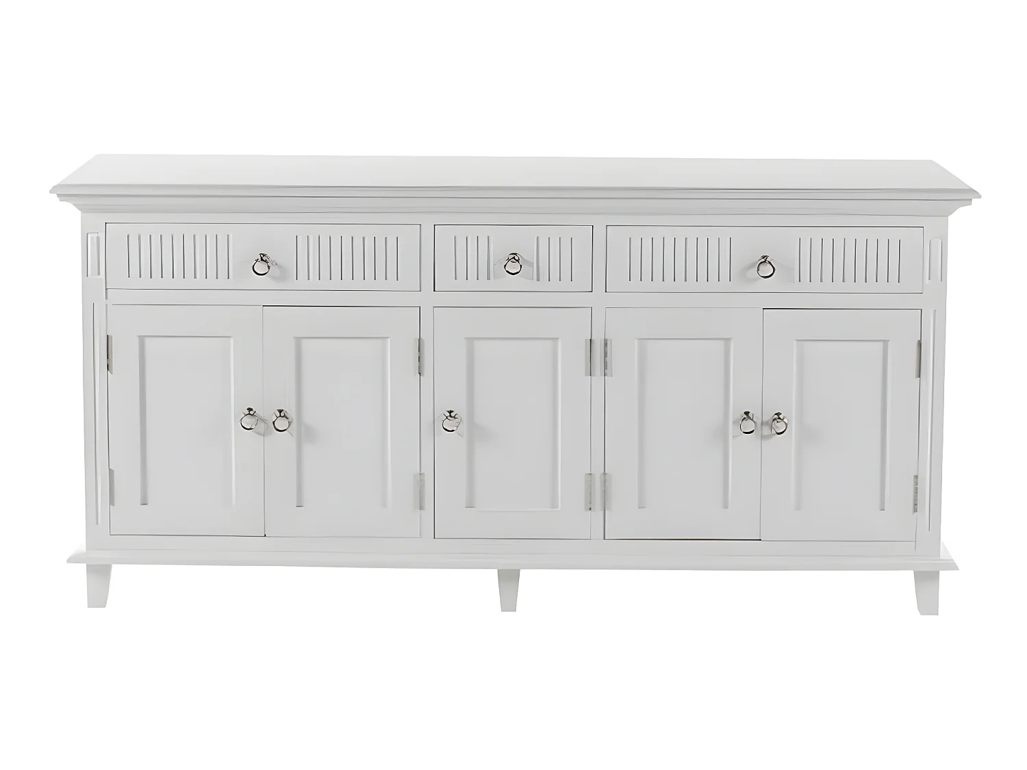 Skansen buffet 5 portes, 2 grande 1 petit tiroir blanc.