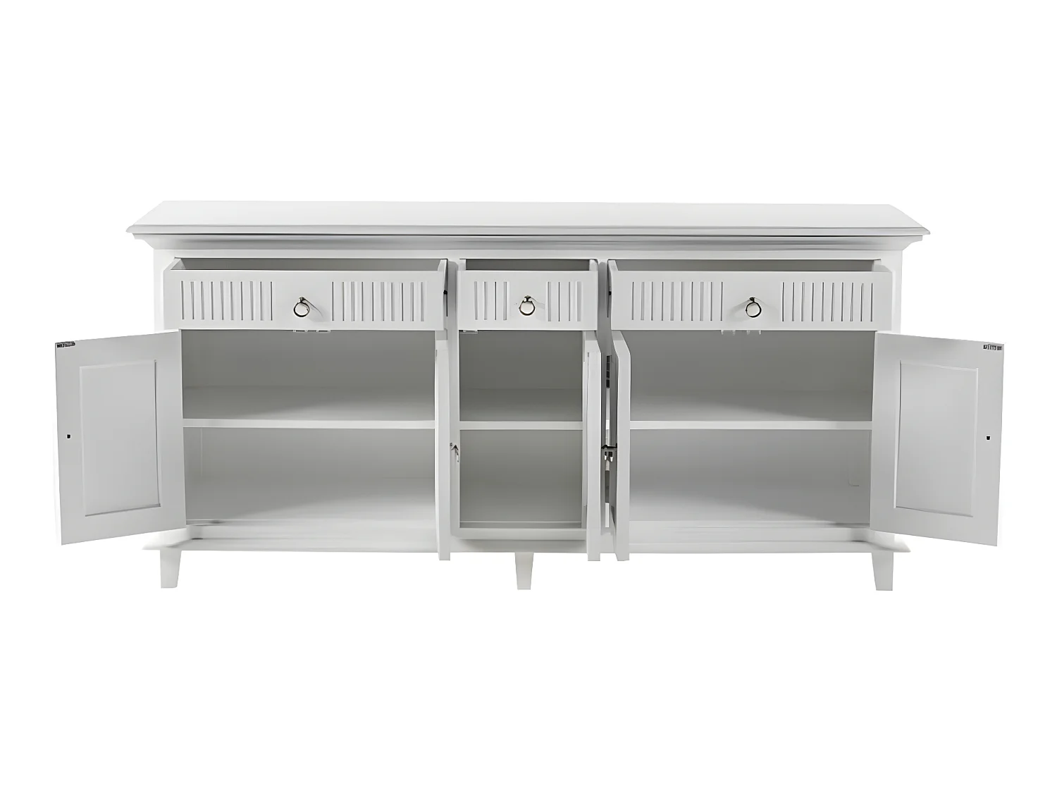 Skansen buffet 5 portes, 2 grande 1 petit tiroir blanc.