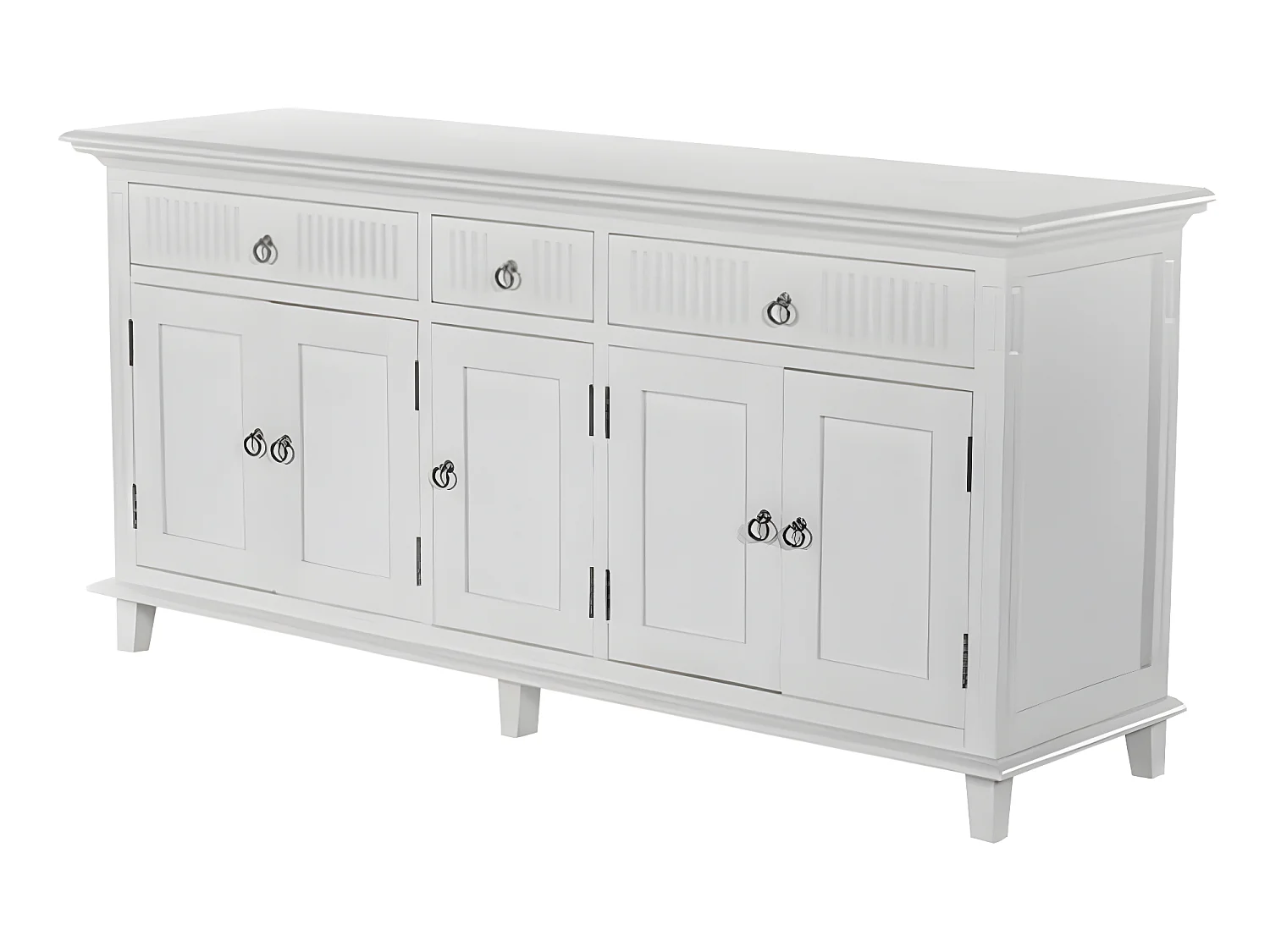 Skansen buffet 5 portes, 2 grande 1 petit tiroir blanc.