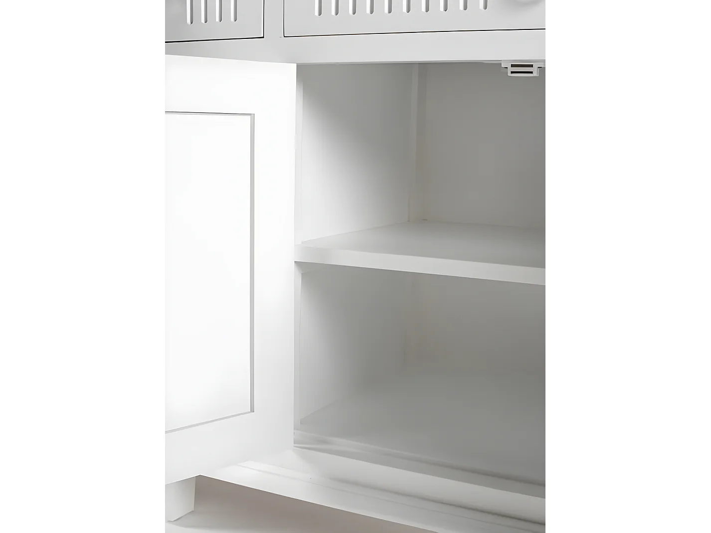 Skansen buffet 5 portes, 2 grande 1 petit tiroir blanc.