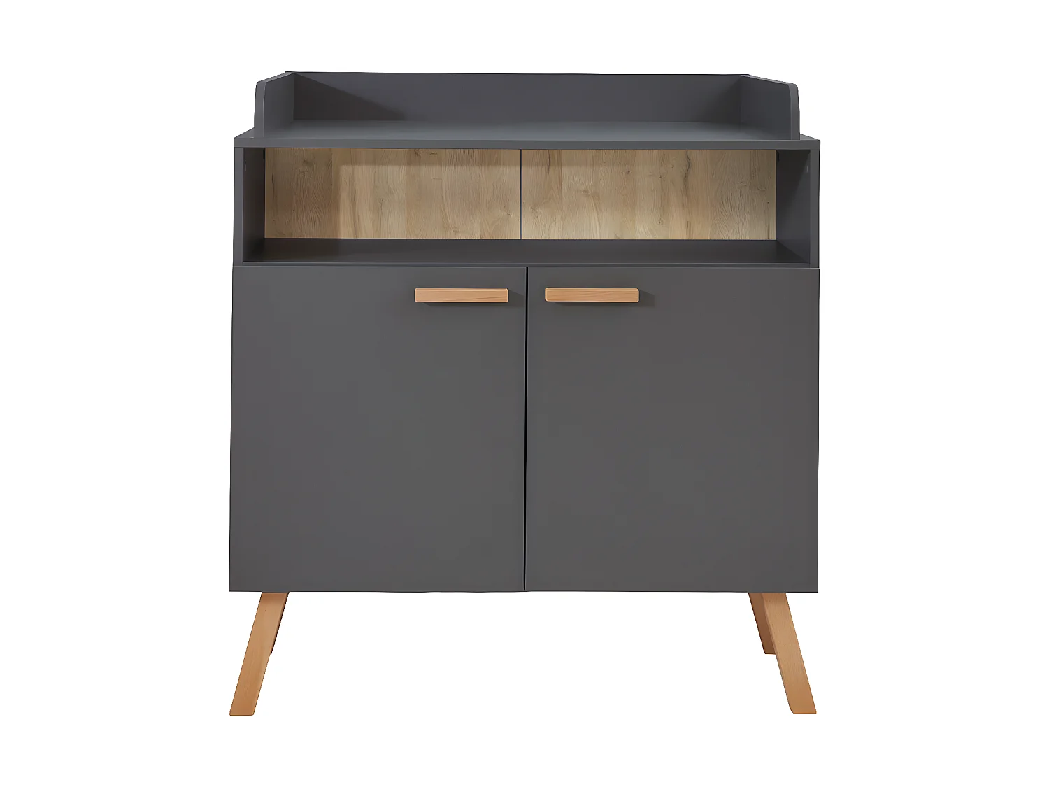 MatsBaby Commode à langer, 2 portes, 1 espace ouvert, gris.