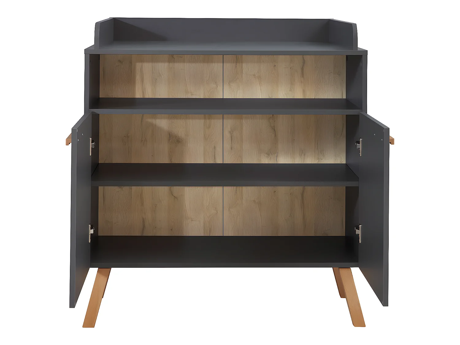 MatsBaby Commode à langer, 2 portes, 1 espace ouvert, gris.