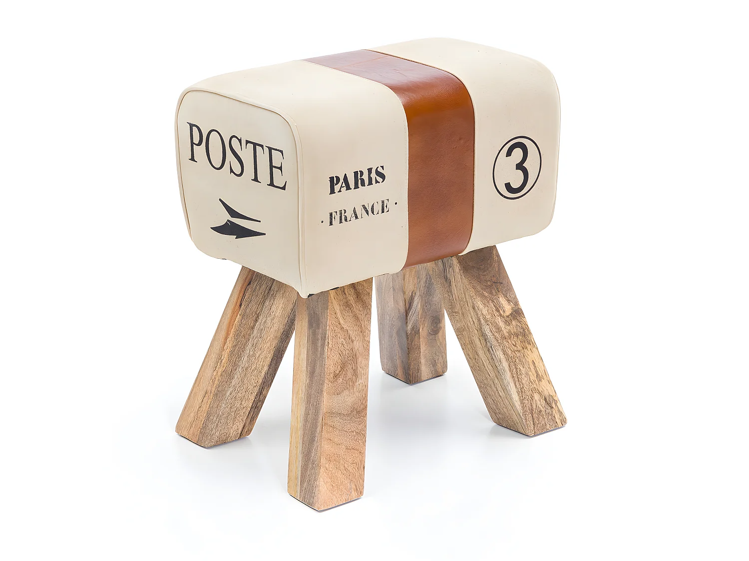 Tabouret Petit 30x47x40 cm Bois Massif Ottoman Rembourré Rétro Séjour