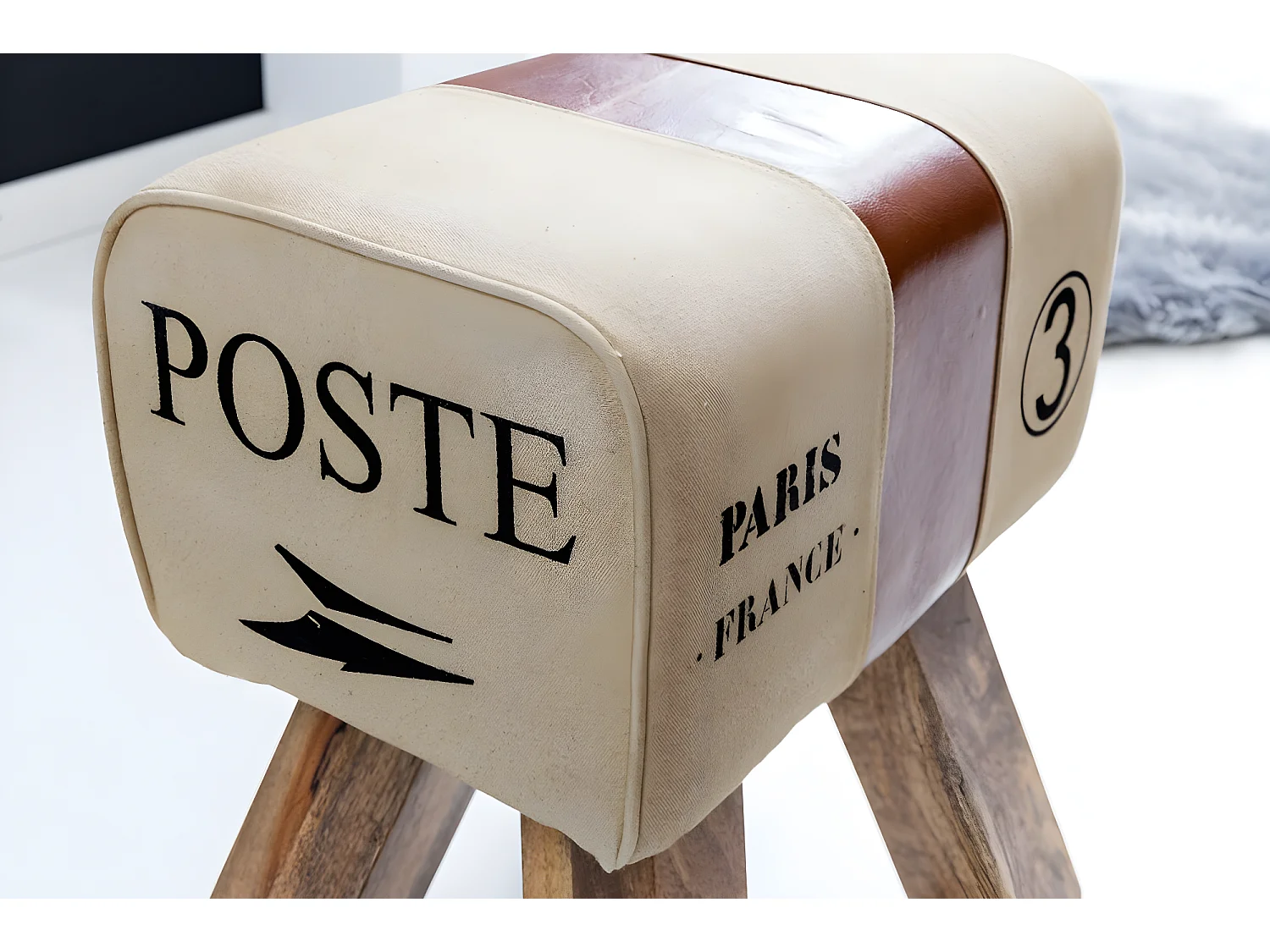 Tabouret Petit 30x47x40 cm Bois Massif Ottoman Rembourré Rétro Séjour