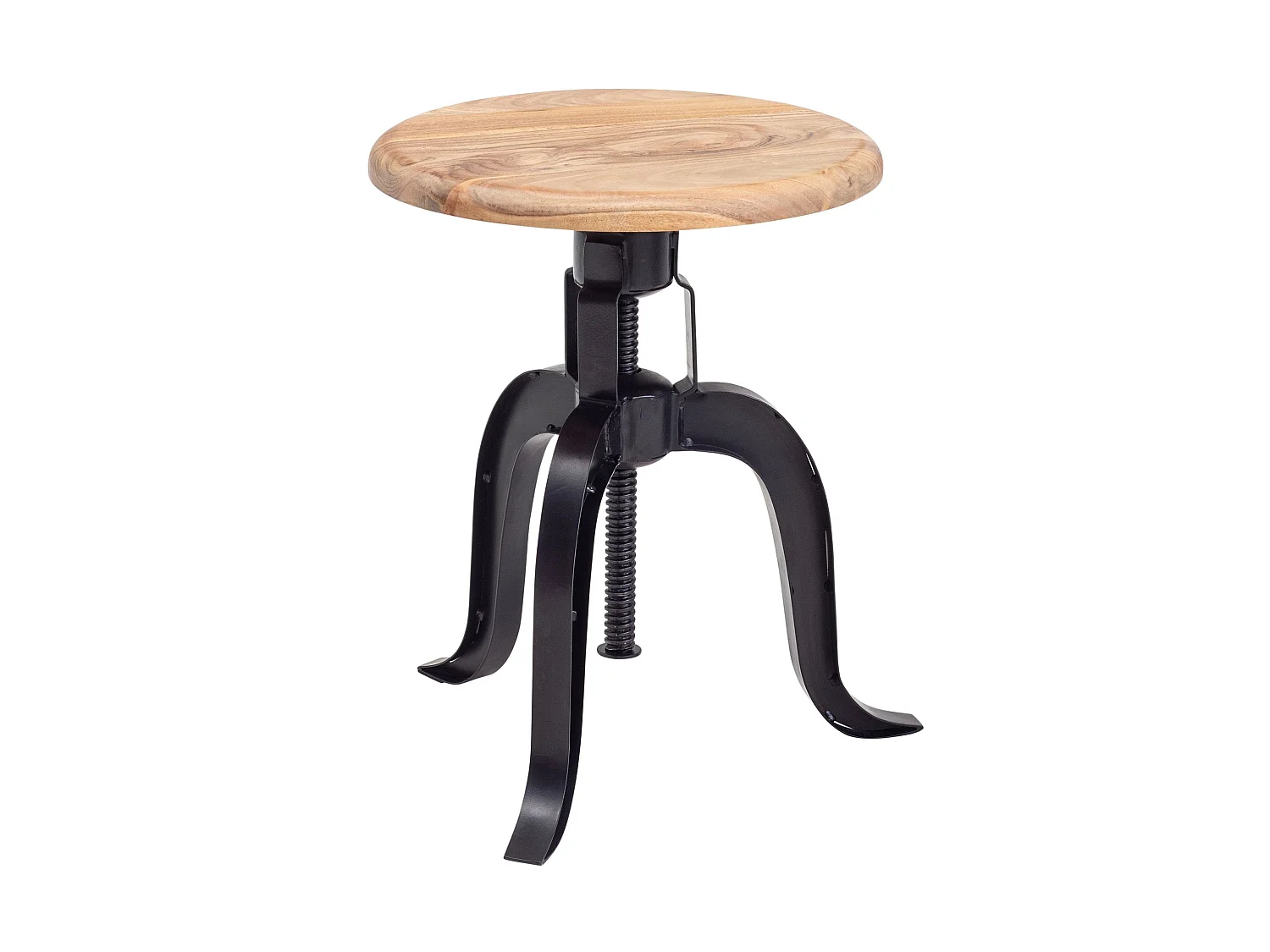 Tabouret Pivotant Bois Massif Métal 39x62,5x39cm Chaise Hauteur Réglable