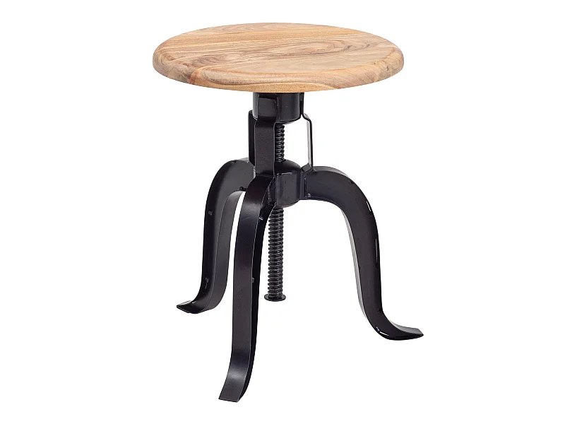 Sgabello Girevole Ø 39 cm Metallo e Legno Massello Regolabile Piccolo