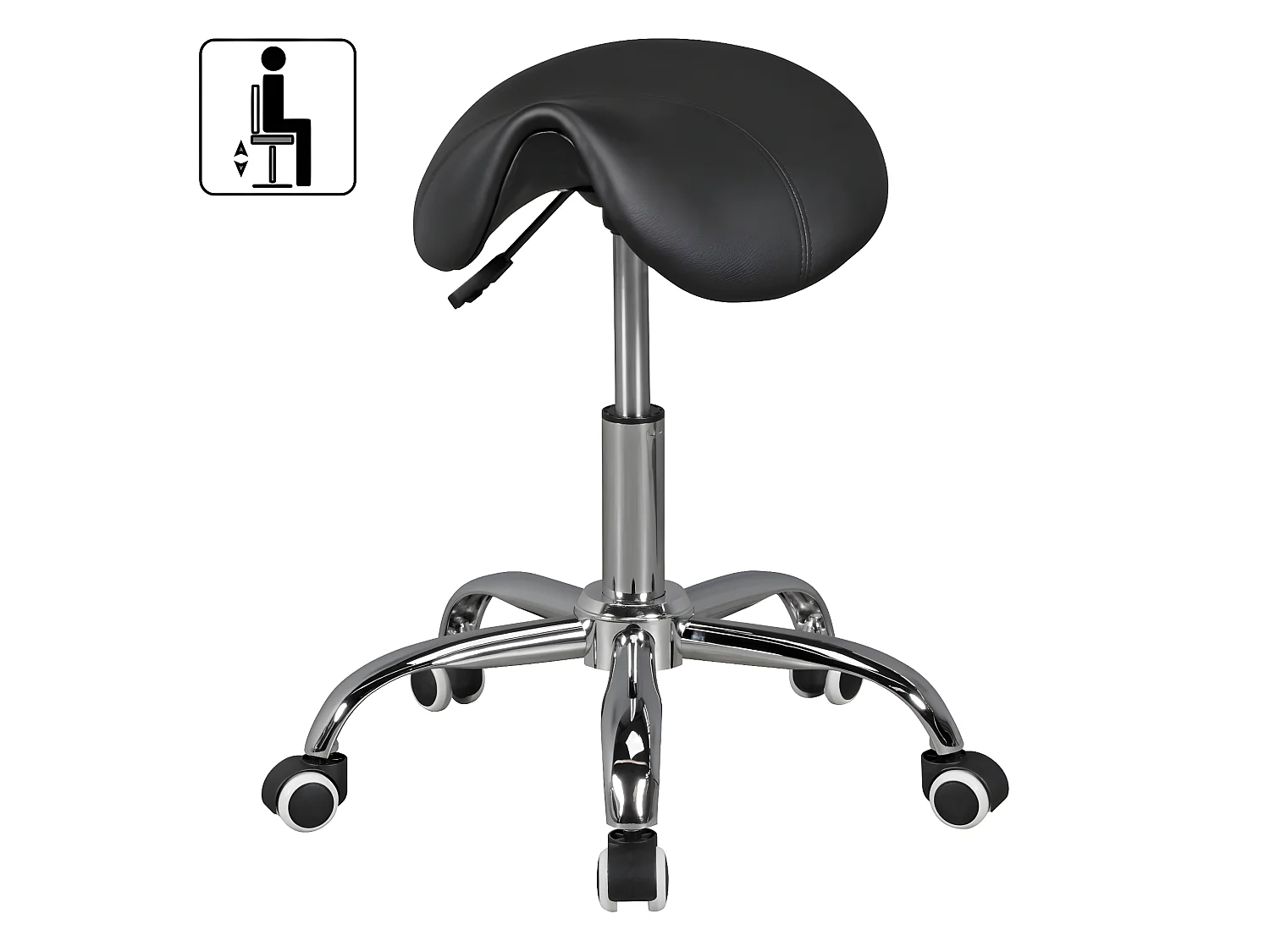 Sgabello da sella con Ruote 48 - 50 cm Ecopelle Sgabello da Lavoro