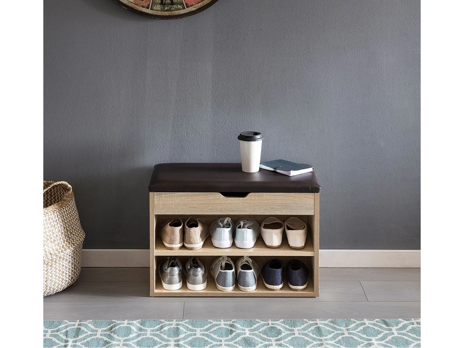 Scarpiera Salvaspazio con Seduta 60x40x30 cm Panchina Scarpe Ingresso