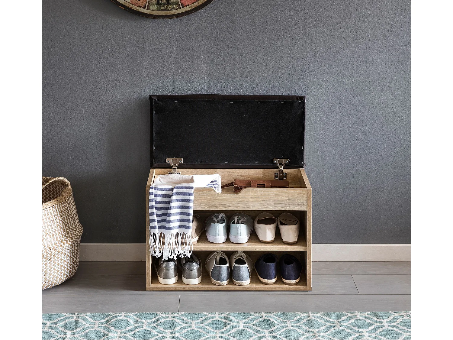 Scarpiera Salvaspazio con Seduta 60x40x30 cm Panchina Scarpe Ingresso