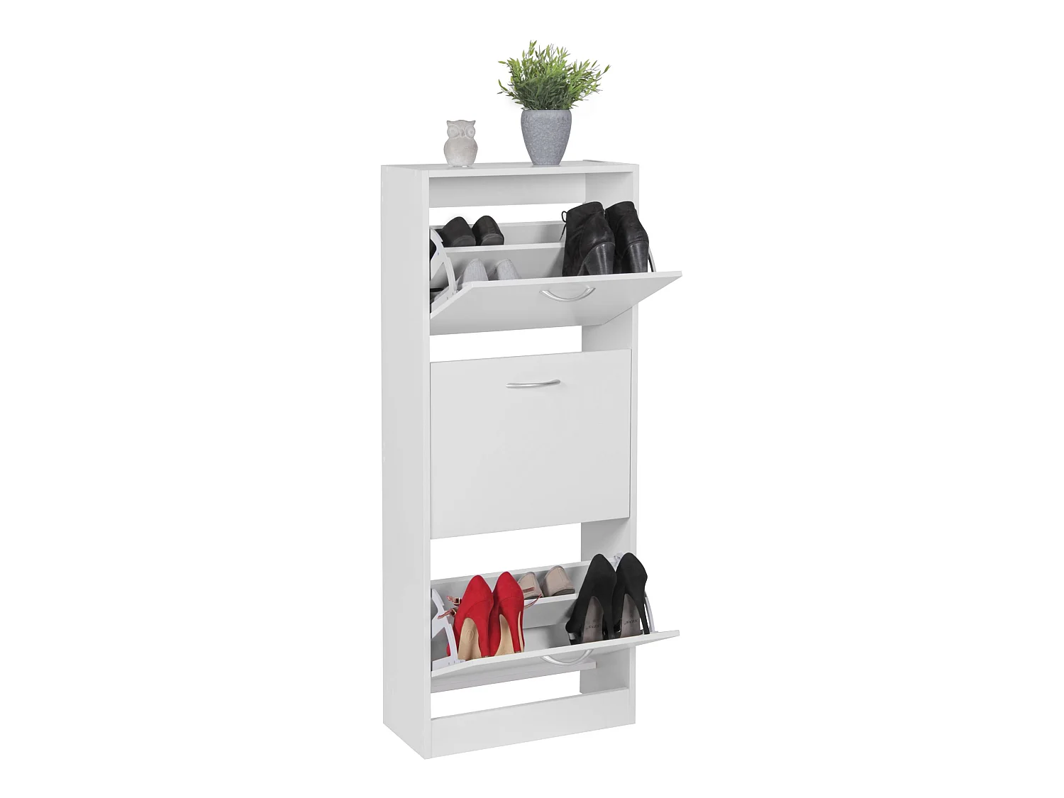 Étagère à chaussures Bois 50x125x24cm Blanc Armoire chaussures 18 paires