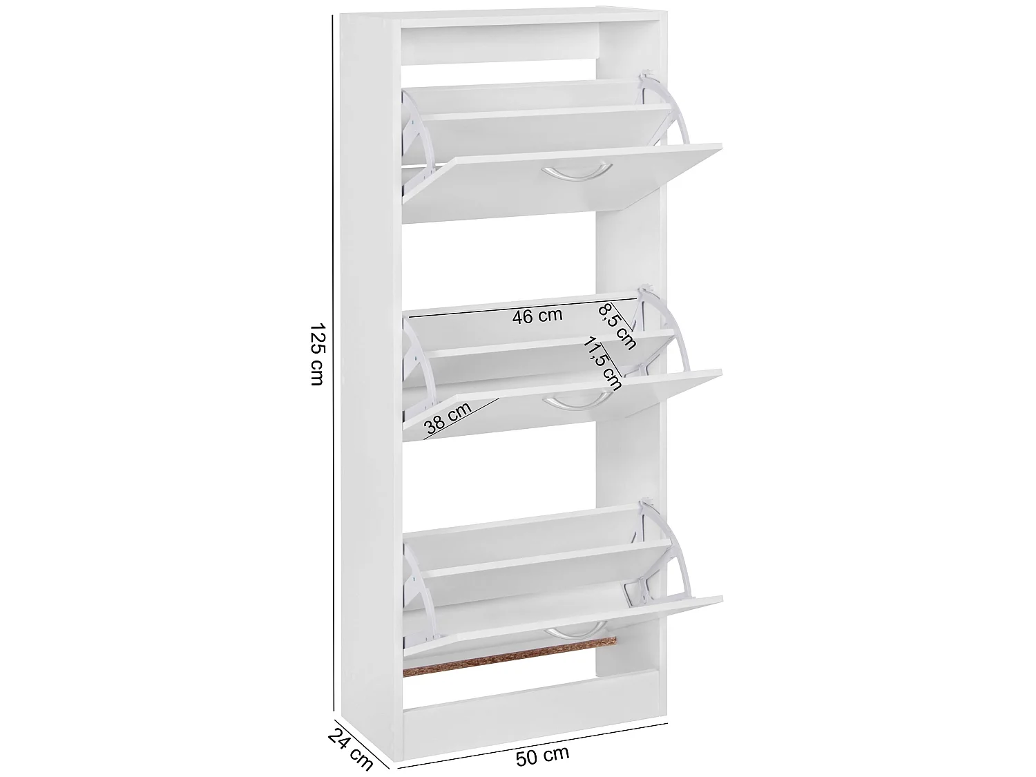 Étagère à chaussures Bois 50x125x24cm Blanc Armoire chaussures 18 paires