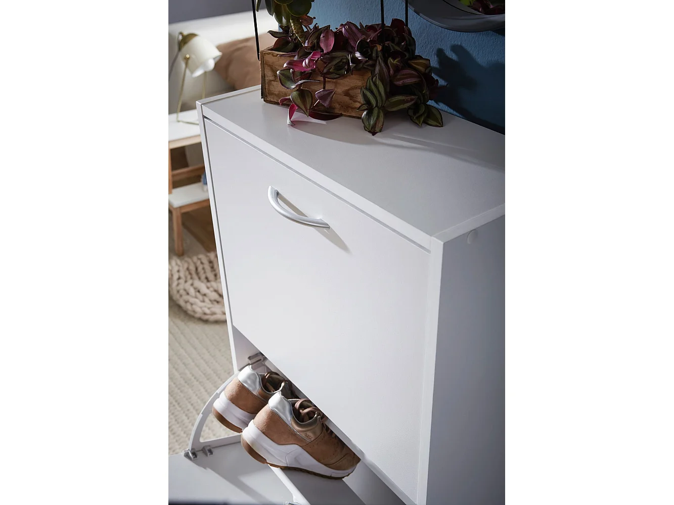 Étagère à chaussures Bois 50x125x24cm Blanc Armoire chaussures 18 paires