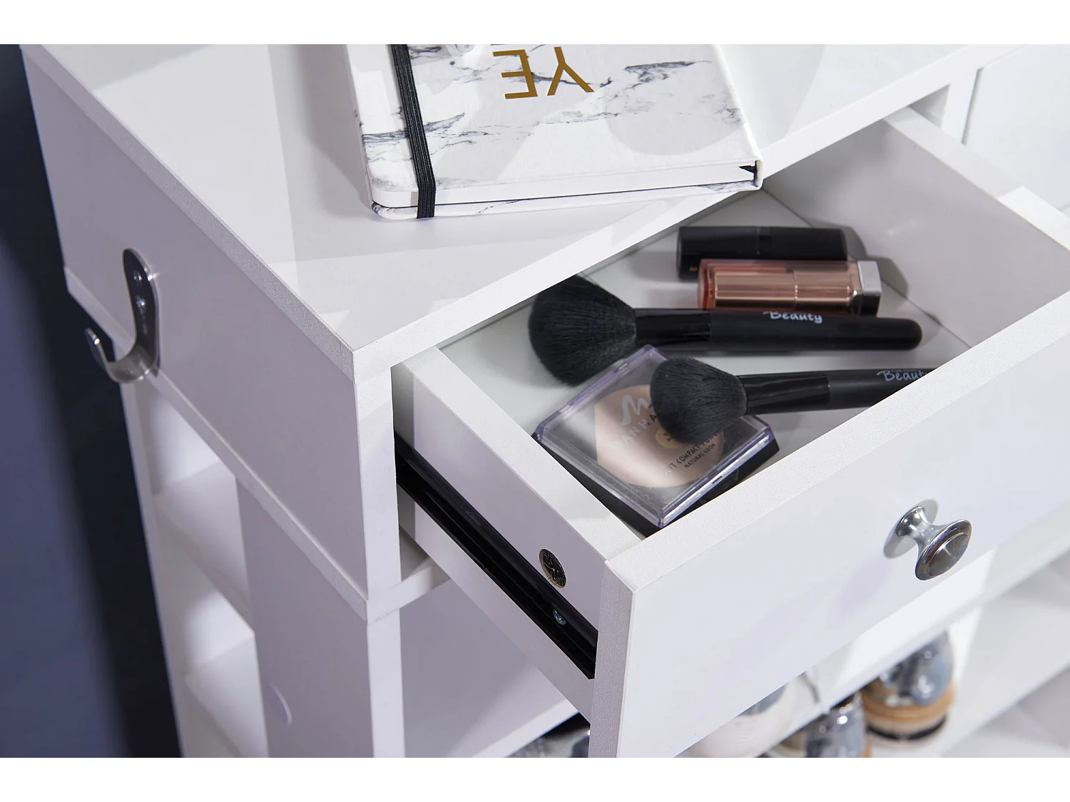 Schuhregal 60x79cm Flurregal Weiß Standregal mit Schublade und 4 Fächer