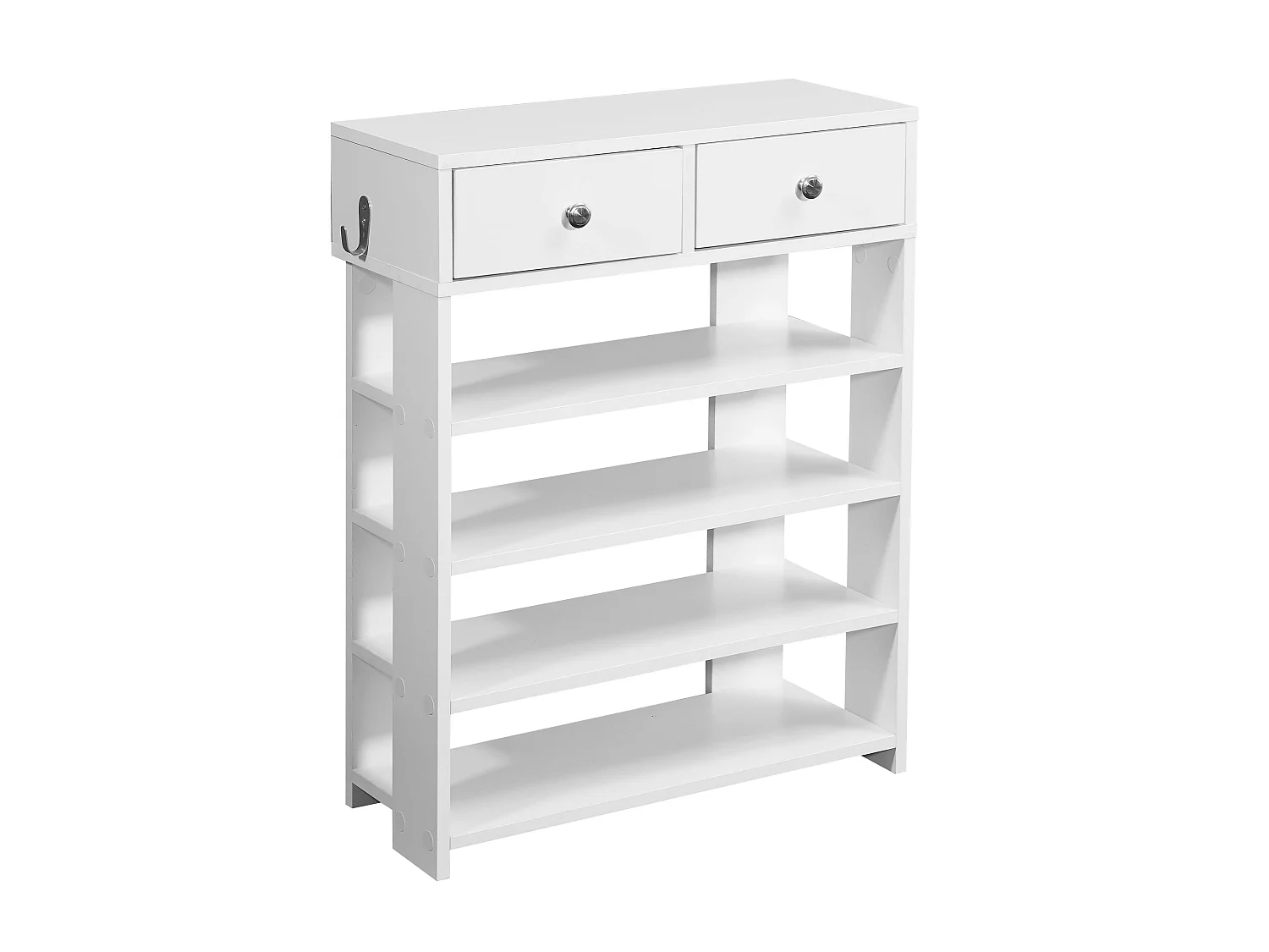 étagère à chaussures 60x79cm étagère de couloir étagère debout blanche avec tiroir et 4 compartiments