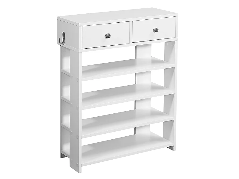 étagère à chaussures 60x79cm étagère de couloir étagère debout blanche avec tiroir et 4 compartiments
