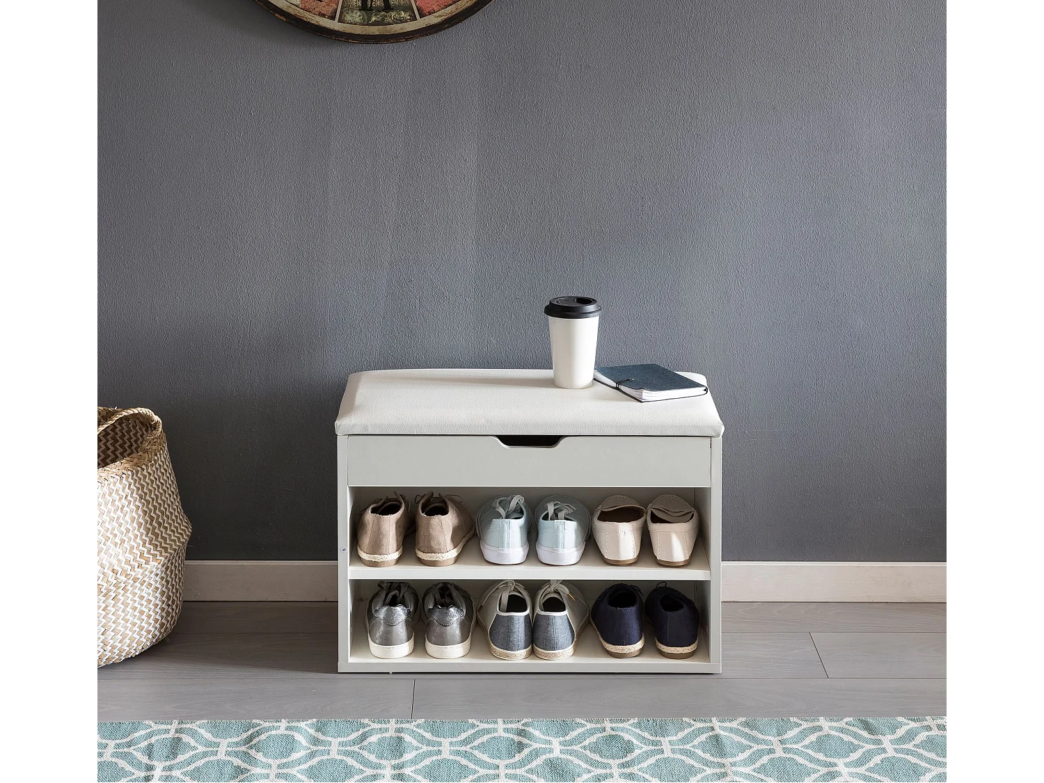 Scarpiera Salvaspazio con Seduta 60x40x30 cm Panchina Scarpe Ingresso