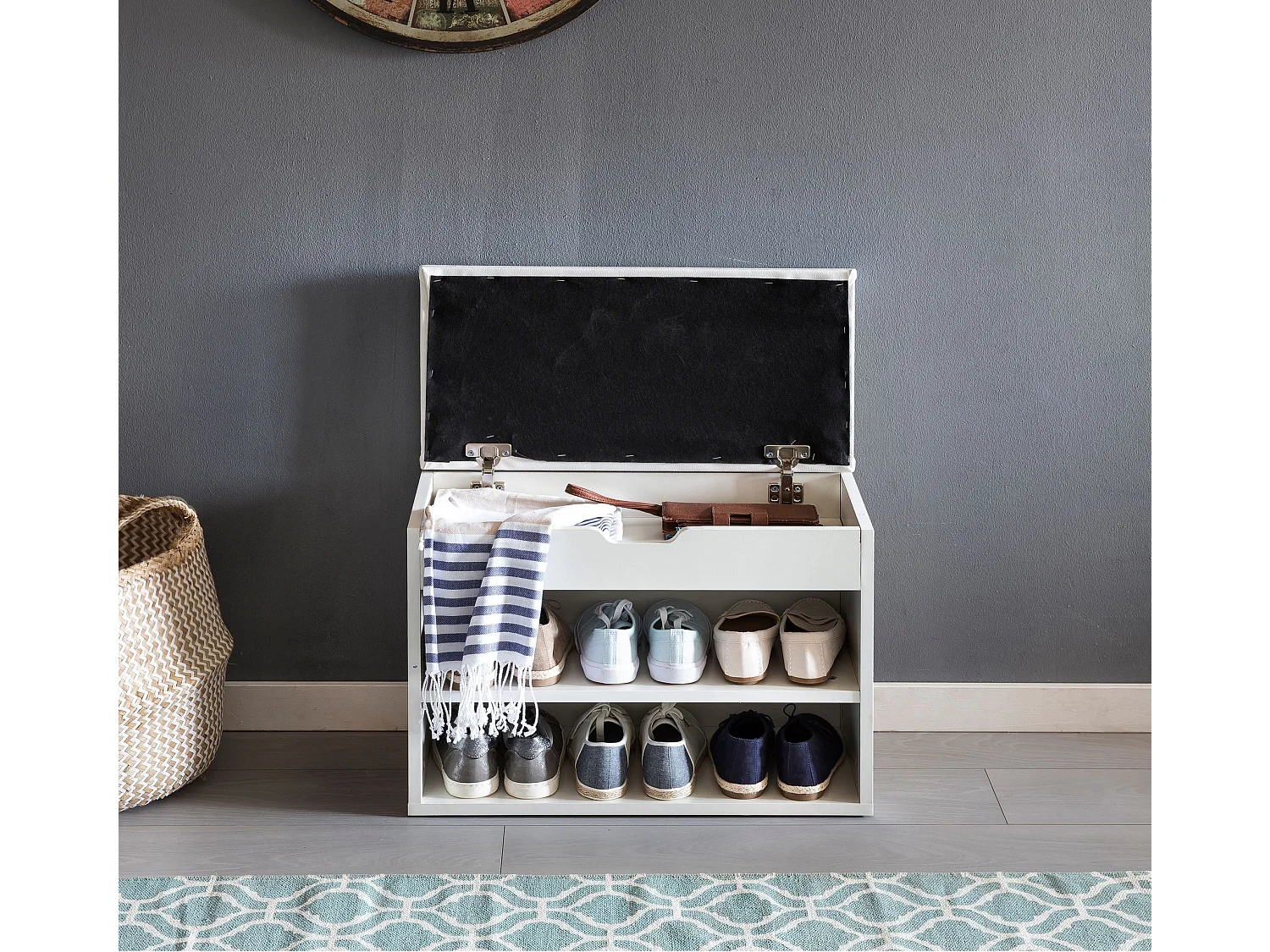 Scarpiera Salvaspazio con Seduta 60x40x30 cm Panchina Scarpe Ingresso