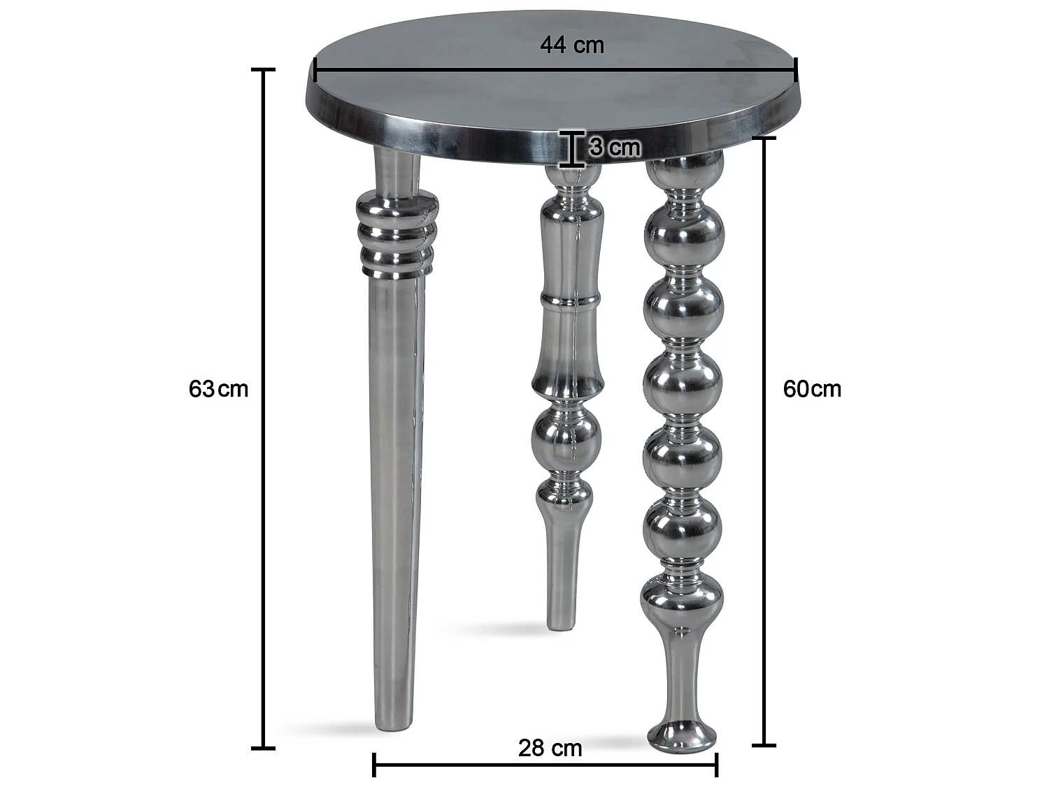 Beistelltisch Sofatisch Metall Silber 44x44x63 cm Wohnzimmertisch Rund