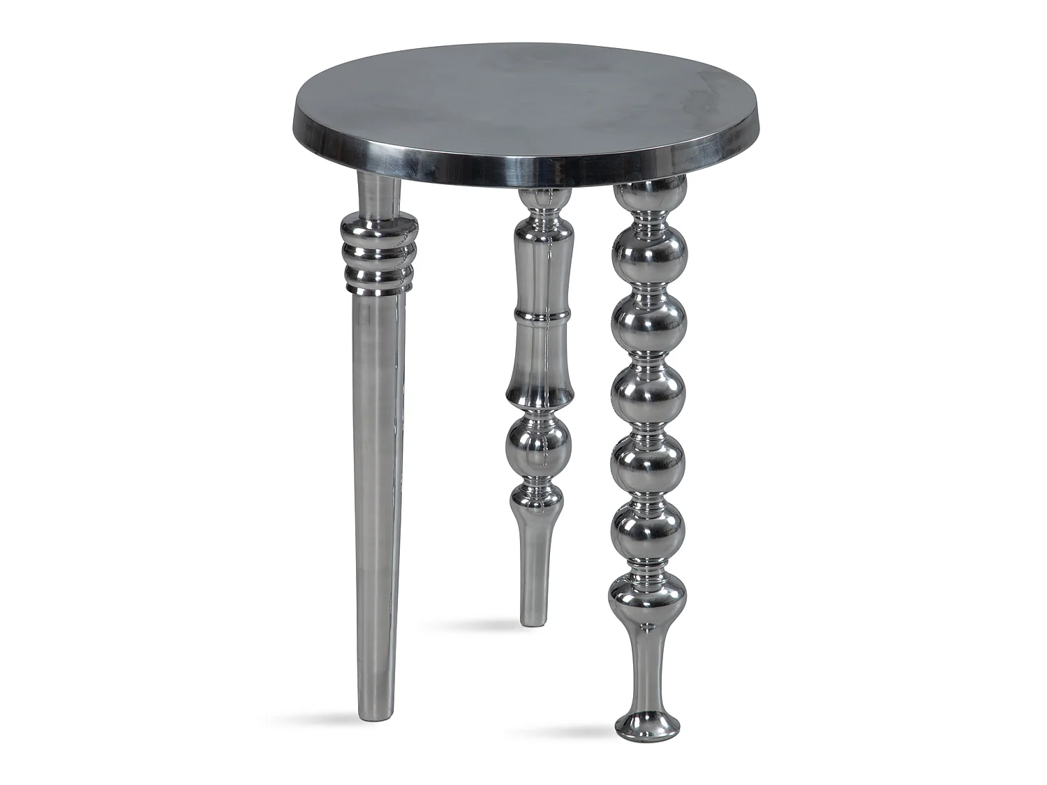 Table d'appoint Métal 44x44x63cm Petite Table Salon Ronde Argent Moderne