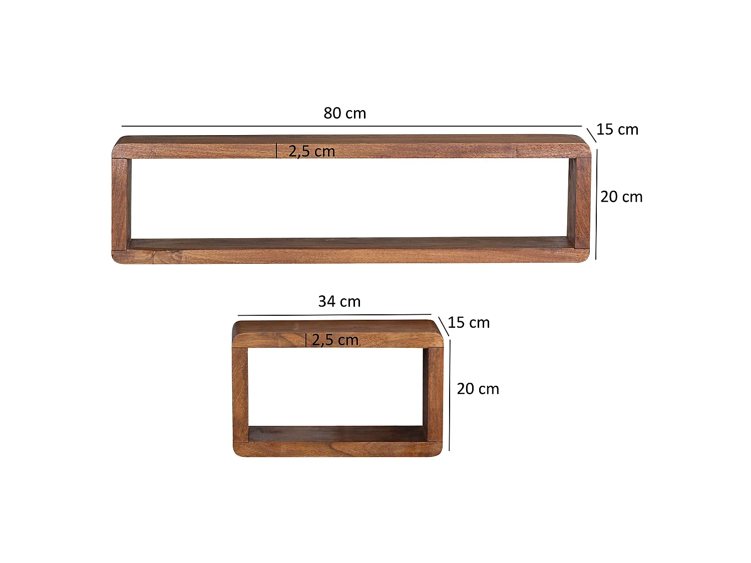 3er Set Wandregale Massivholz Holzregal Landhaus Wandboard Naturprodukt