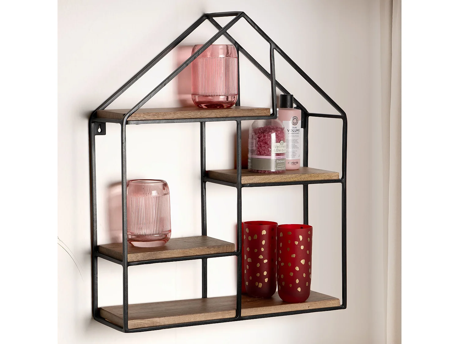 Wandregal Hängeregal Holz Metall 50x60x14 cm Regal Haus Industrial