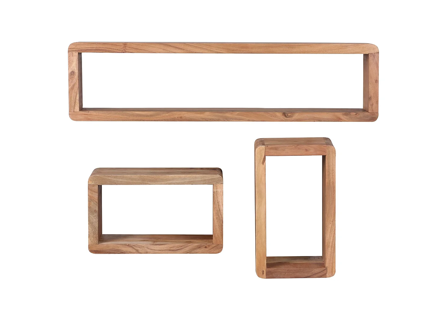 3er Set Wandregale Massivholz Holzregal Landhaus Wandboard Naturprodukt