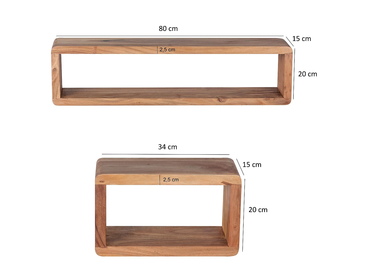 Set di 3 ripiani a muro in legno massello di legno Mensola paese stile