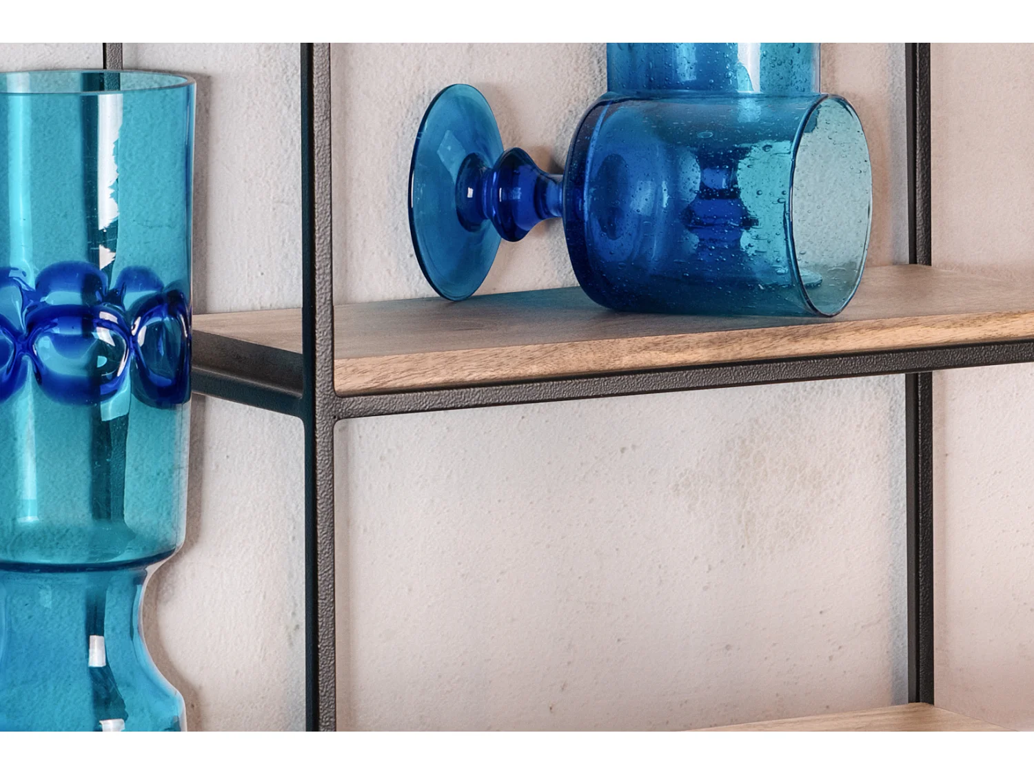 Étagère Murale Bois Massif Métal 60x40x18 cm Étagère Suspendue Flottante