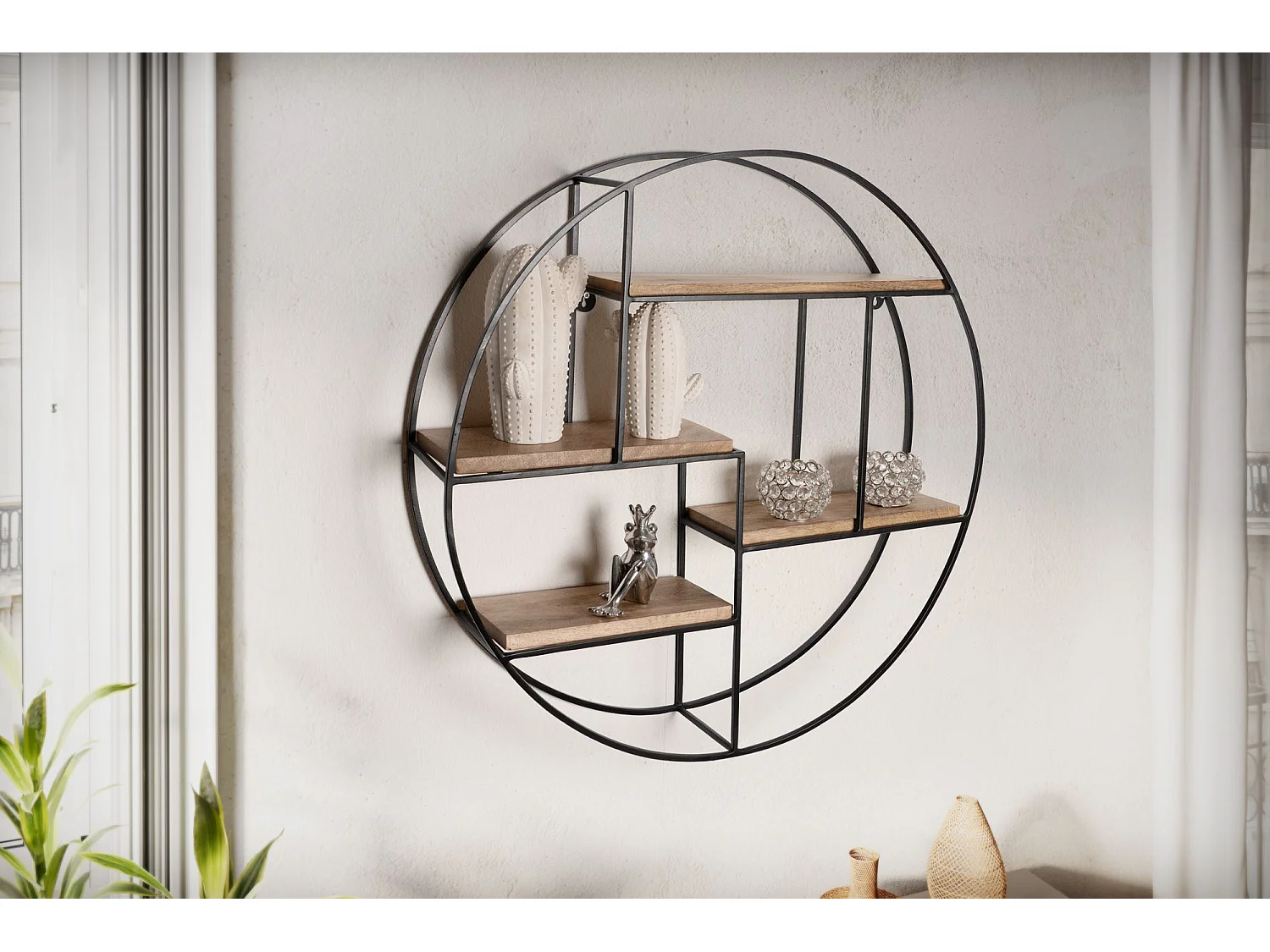 FineBuy Scaffale Mensola da Muro 70x70x18 cm Legno Massello Ripiano Parete