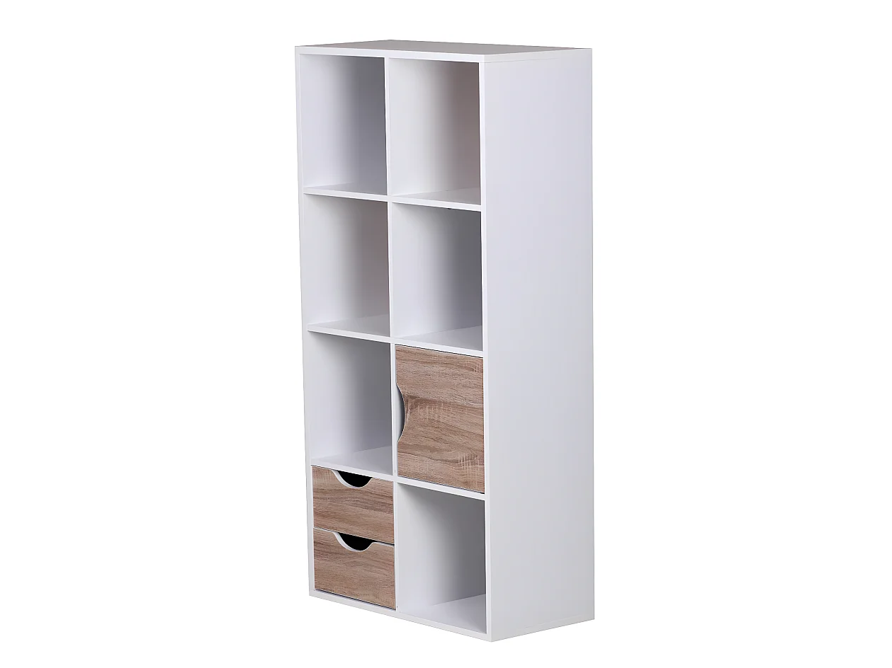 Bücherregal Standregal Weiß freistehend Regal Sonoma Tür Schub Weiß Holz
