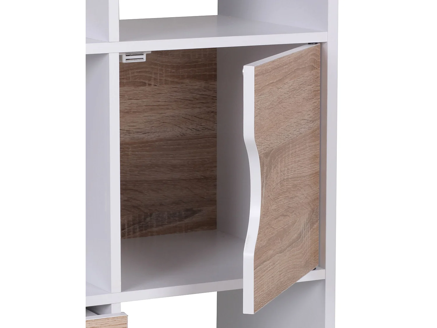 Bücherregal Standregal Weiß freistehend Regal Sonoma Tür Schub Weiß Holz