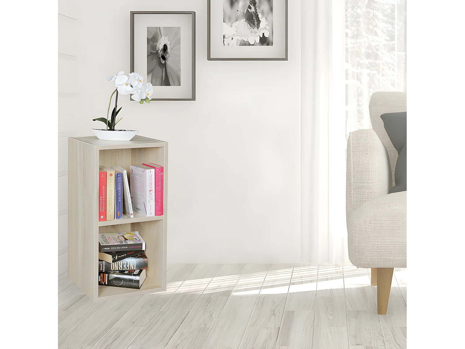 Étagère à livres bois 30x60x30 cm Étagère Design Étroit Étagère en bois