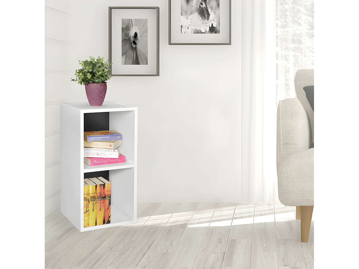 Étagère à livres bois 30x60x30 cm Étagère Design Étroit Étagère en bois