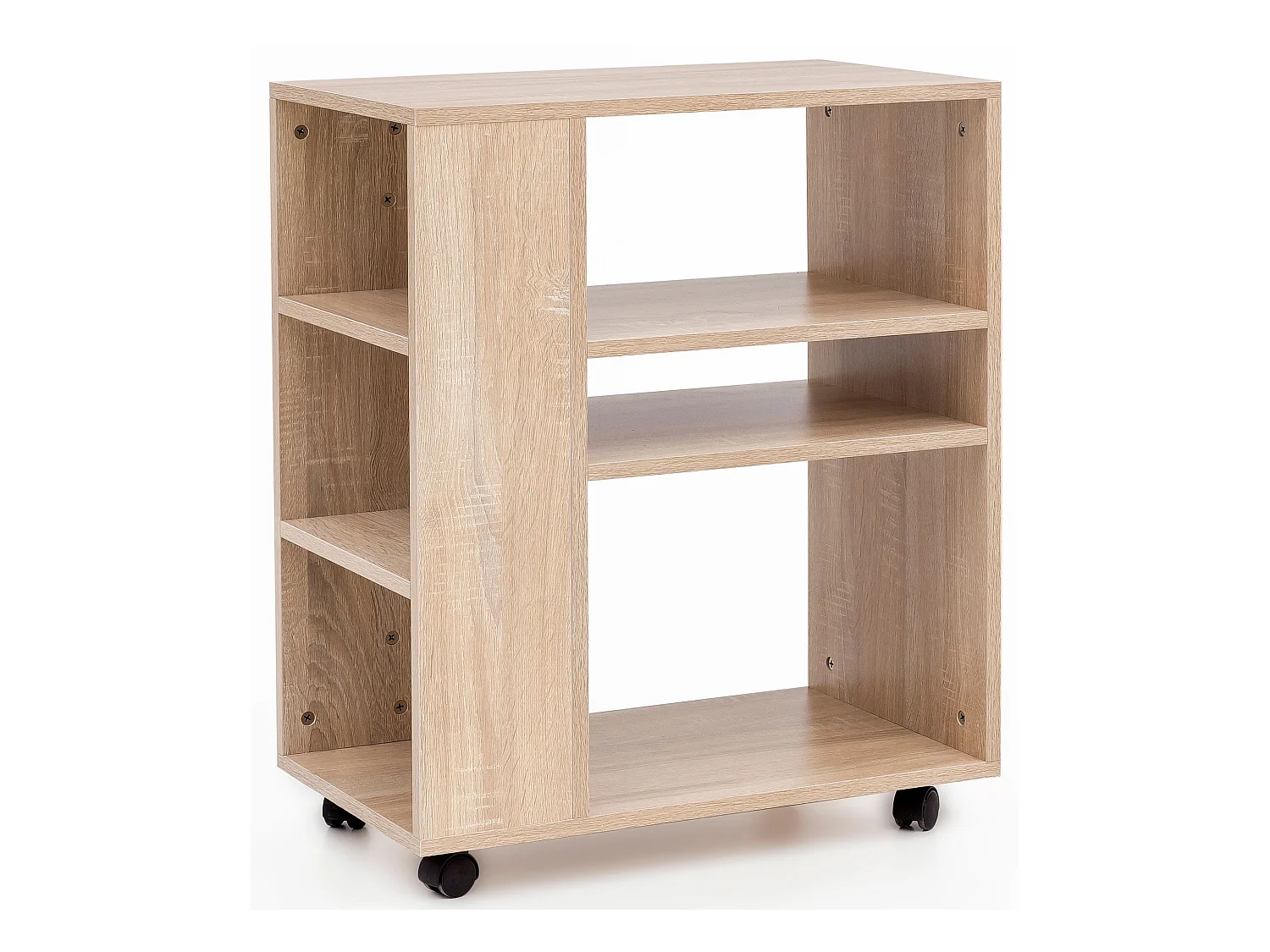 Étagère de Rangement Roulette 60x75x35 cm Bibliothèque Ouverte Salon