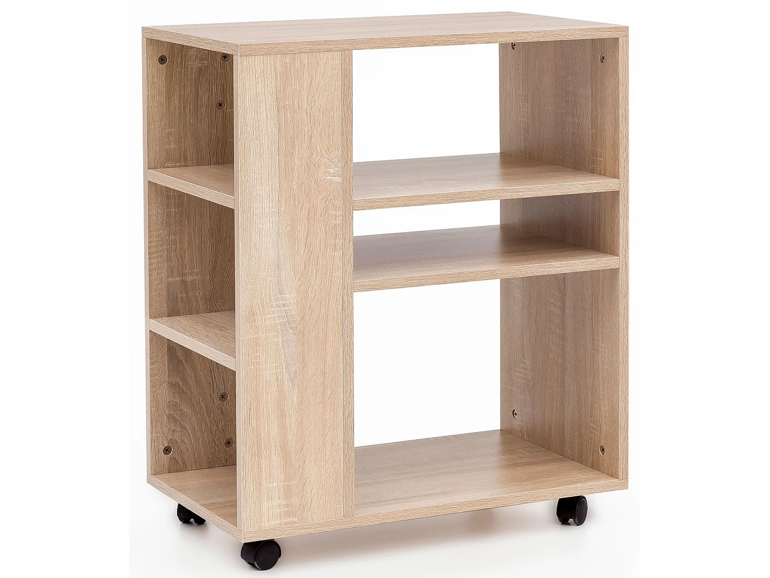 Étagère de Rangement Roulette 60x75x35 cm Bibliothèque Ouverte Salon