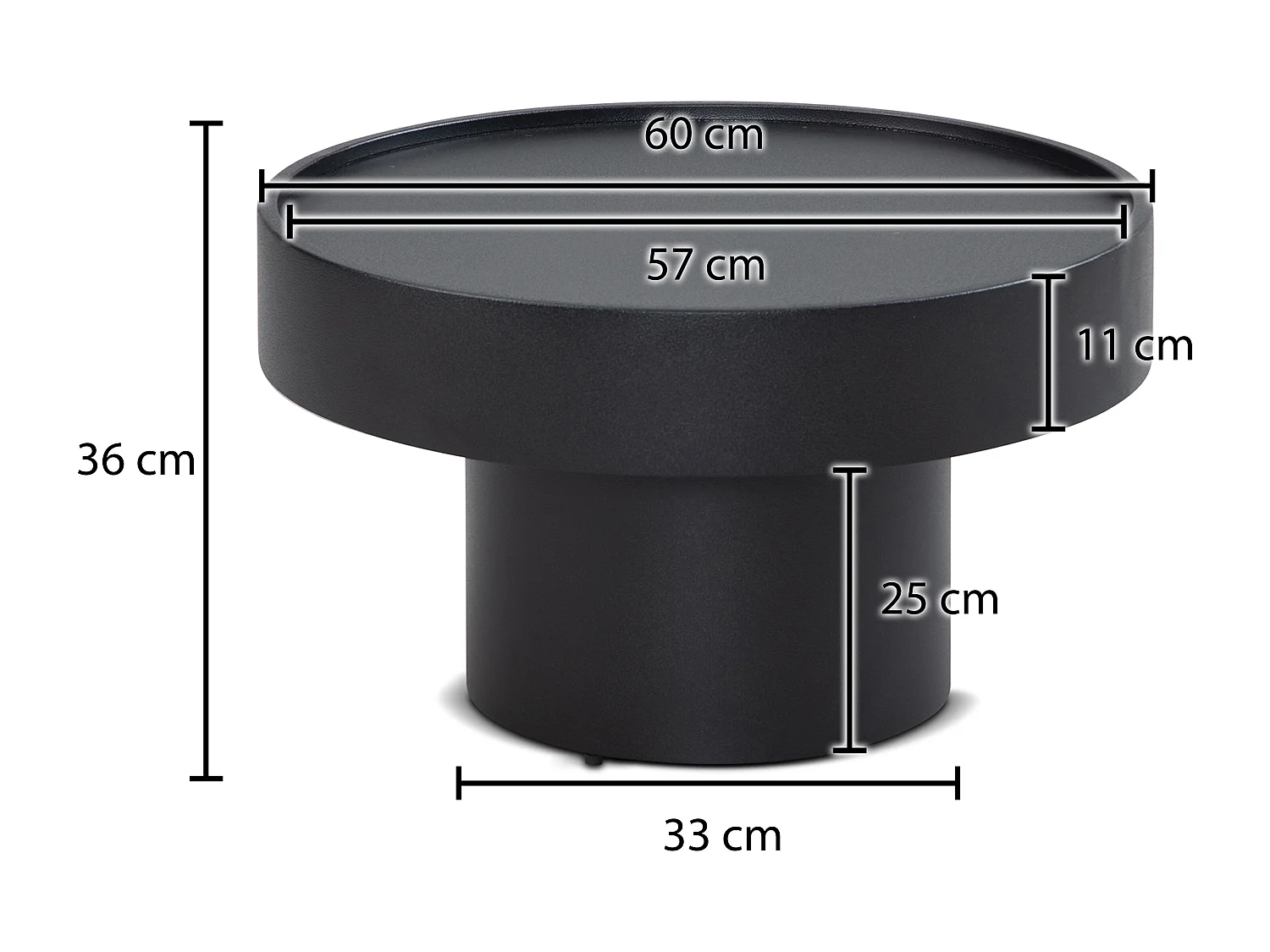 Tavolino Salotto Metallo Nero 60x60x30 cm Tavolo Soggiorno Rotondo