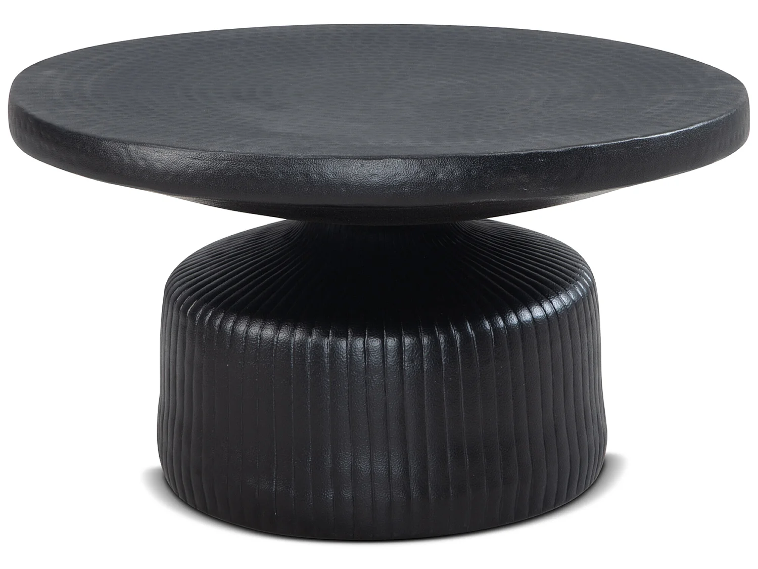 Table Basse de Salon Métal 65x65x35cm Ronde Table de Canapé Noir Martelé