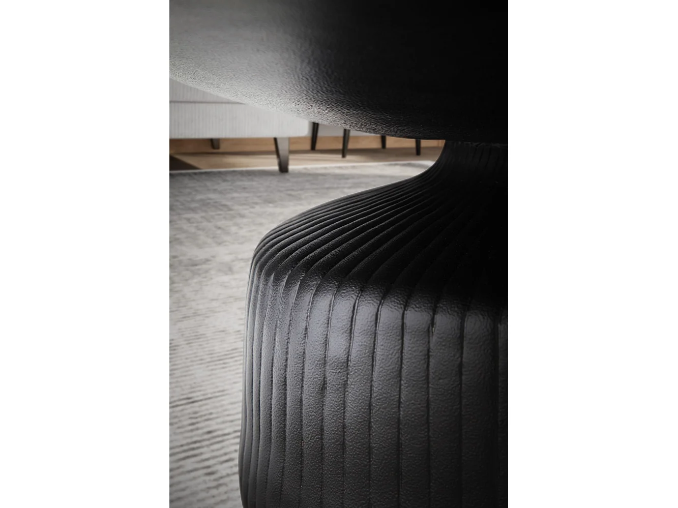 Table Basse de Salon Métal 65x65x35cm Ronde Table de Canapé Noir Martelé