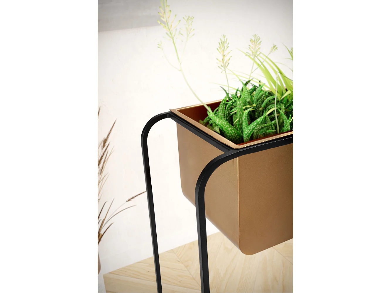 Vaso di Fiori Metallo Oro Nero 60x60x24 cm Fioriera Supporto per Fiori