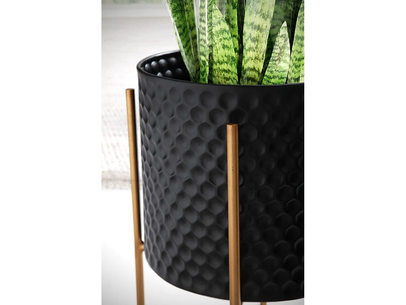 Lot de 2 Pots de Fleurs en Métal Massif Jardinière Noir Planteur Moderne