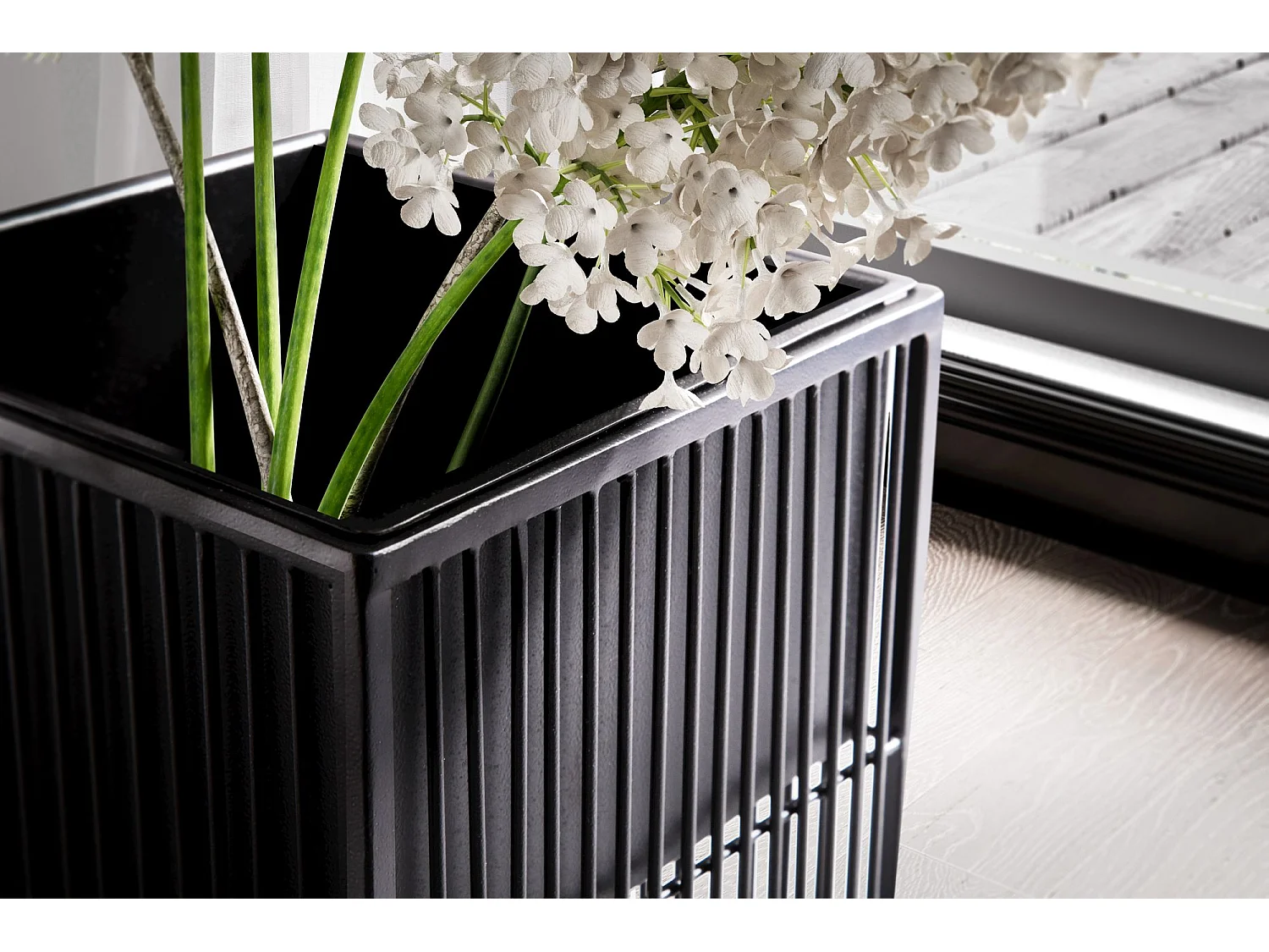 Vaso di Fiori Set di 2 Metallo Nero Fioriera Supporto Fiori Quadrate