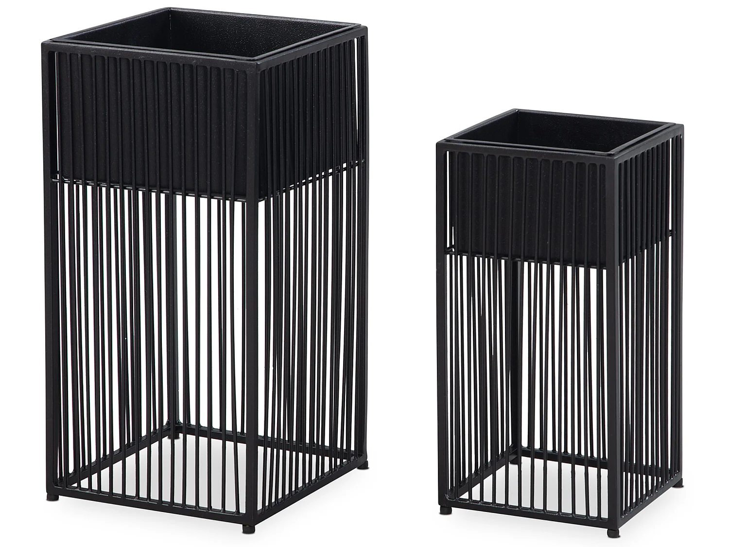 Vaso di Fiori Set di 2 Metallo Nero Fioriera Supporto Fiori Quadrate