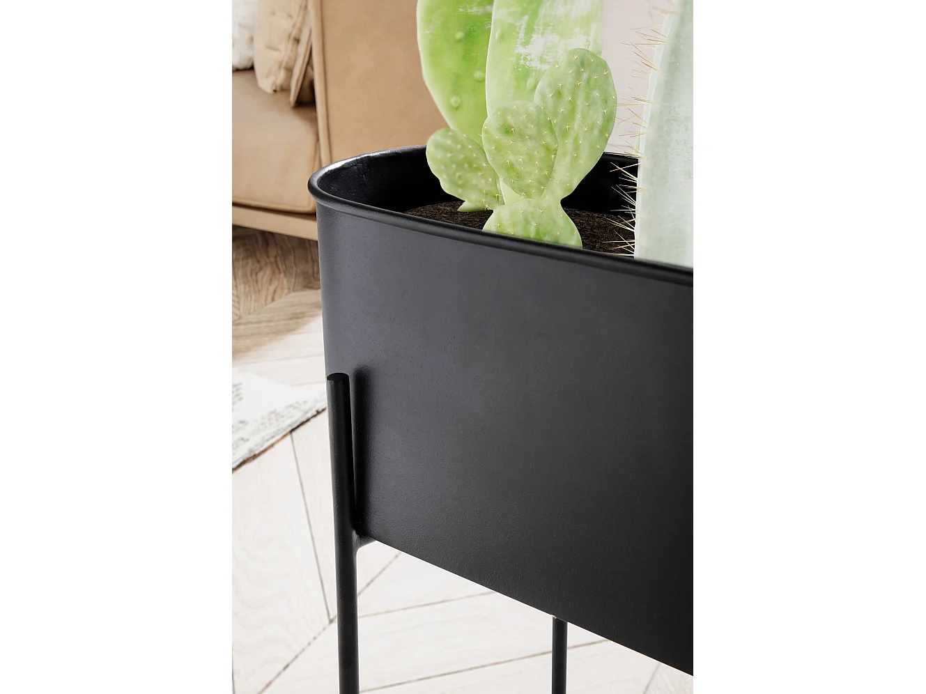 Pot de Fleurs en Métal Massif 51x65x22 cm Noir Jardinière Planteur