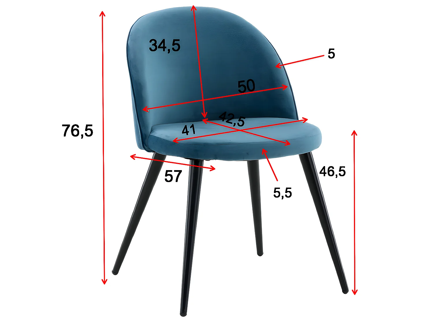 Velvet Esszimmerstuhl Velour blau, schwarz.