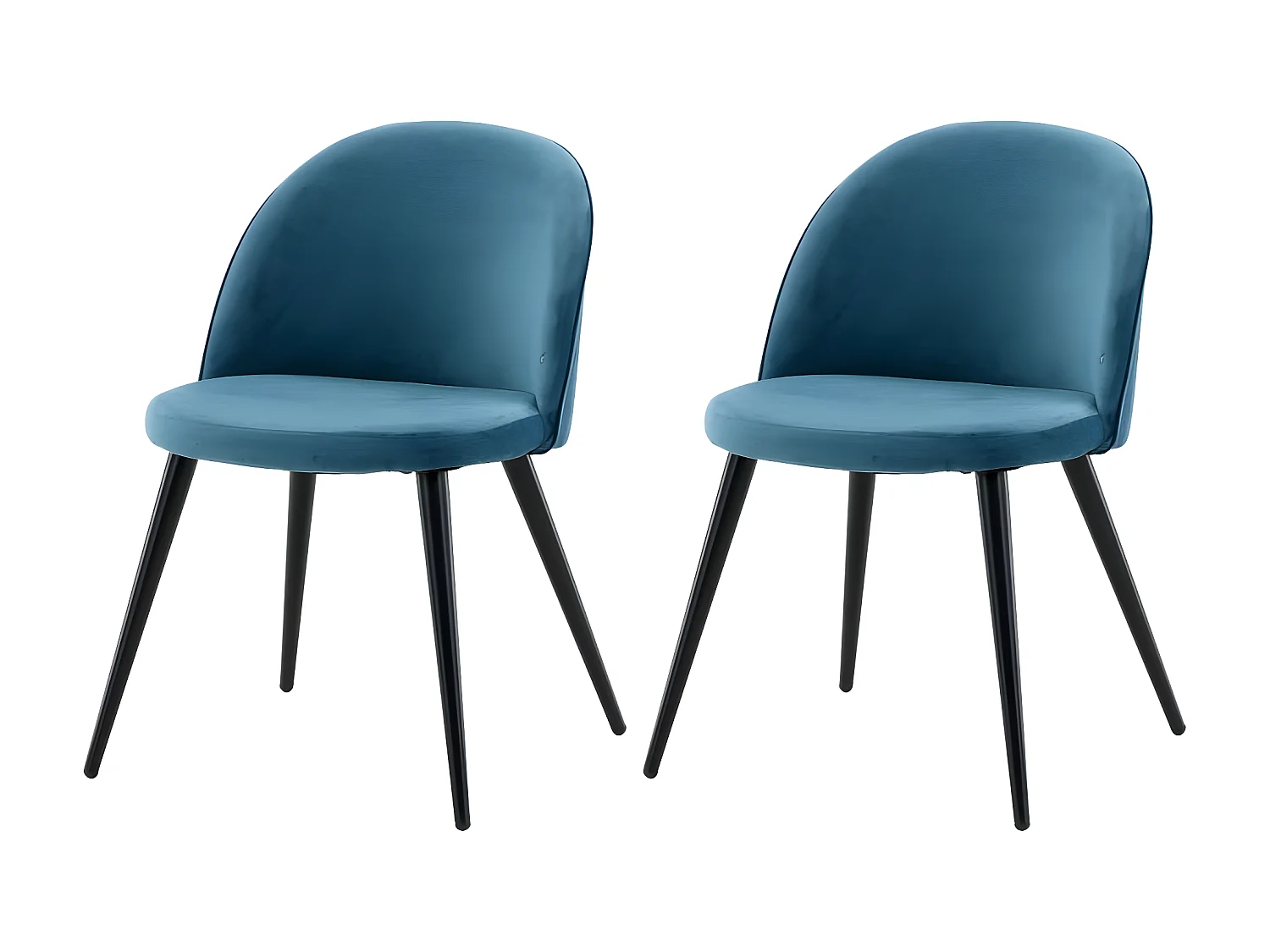 Chaises à manger lot de 2 Velvet velours noir/bleu