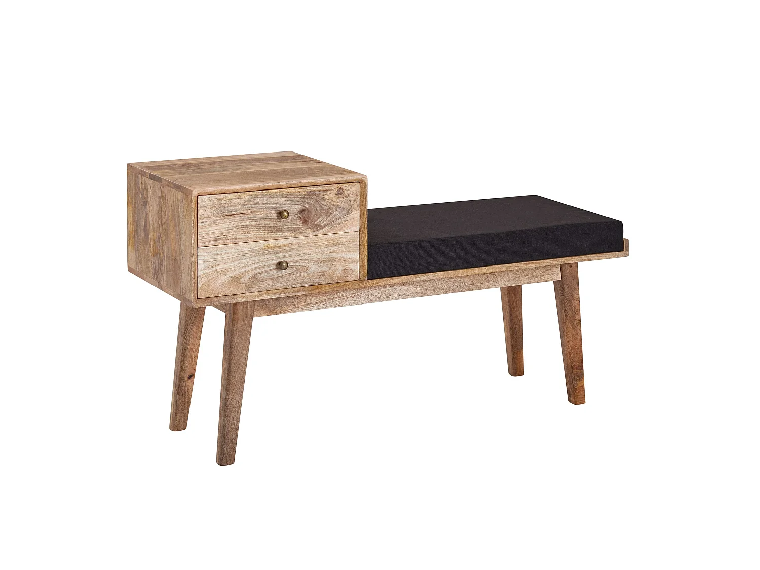 Banc en Tissu 120 cm Bois Massif Rembourré Banc Banquette Couloir Espace